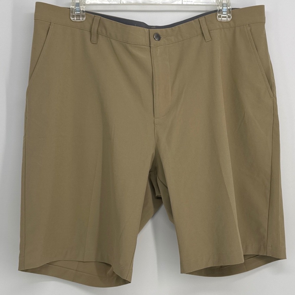 Adidas Golf Shorts Mens 40 Tan Primegreen Performance Stretch Khaki Flat Front
